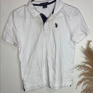 U.S. Polo Assn. White Polo with Navy Logo and Trim